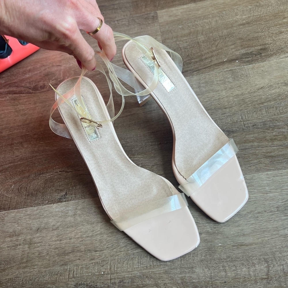 Billini Santiago Clear Strap Nude Heels
